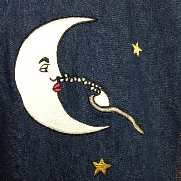 Vintage Jackets & Blazers - Denim "Man in the Moon and the cocaine spoon" jkt